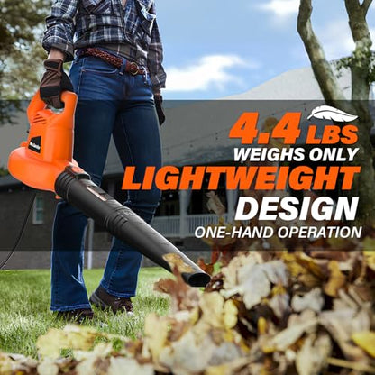 MAXLANDER 7-Amp Electric Leaf Blower, Handheld Blowers for Lawn Care - color: Orange