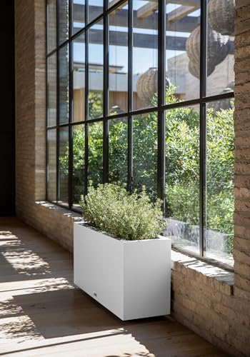 Veradek Block Series Long Box Planter - Rectangular Outdoor Planter - color: White, size: Medium - 2 Pack
