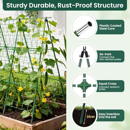 OTOSUNNY 50" x 48"Cucumber Trellis for Raised Garden Bed, Green - color: Green