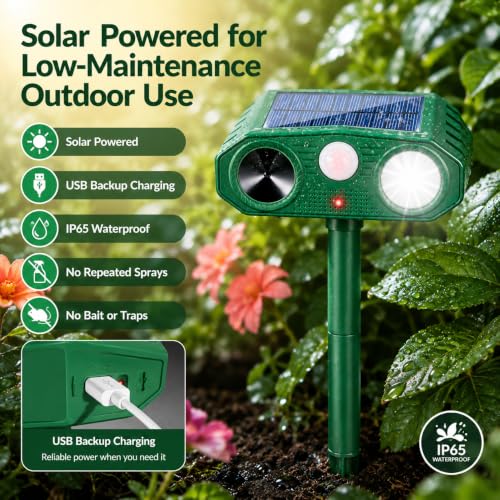 Sonic Fortress Pro Deer Repellent Device Solar Ultrasonic Animal Repellent