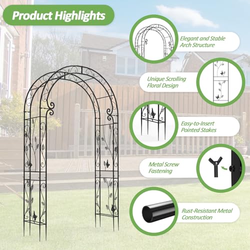 Sturdy Metal Garden Arch with Rust-Resistant Finish,Garden Abor-88 H*51" L - size: 88"(H)*51"(L)*17"(W)