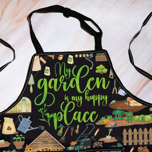 WZMPA Gardening Apron With Pockets Gardener Gifts The Garden Is My Happy Place Adjustable Apron For Gardener Florist - color: Happy Place F Ap