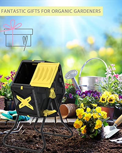 18.5 Gal Tumbling Compost Bin from BPA Free Material - Outdoor Single Rotating Chamber Composters，with Easy-Turn, Fast-Working System for Garden/Patio - size: 18.5 Gal
