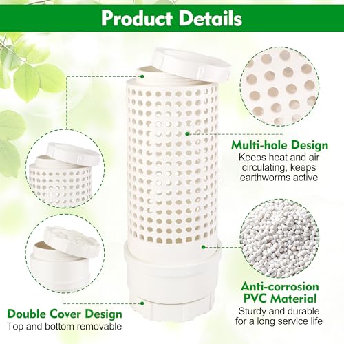 2 Packs Inground Worm Composter, Outdoor Worm Compost Bin Kit with Lid