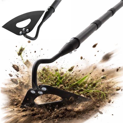 Hollow Garden Hoe - Heavy Duty Triangle Weed Hoes for Gardening,68" Adjustable Long Handle, Sharp Blade Hand Weeding Tool for Vegetable Gardens, Flower Beds, Lawn Edges & Tight Spaces - size: 68inch