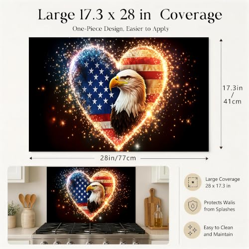 Kitchen Wallpaper 17.3x28 in Bald Eagle American Flag Heart for Backsplash - color: Colorful1288