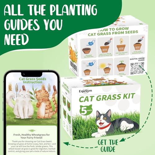 5Pack Cat Grass Seeds Growing Kit for Indoor Cats