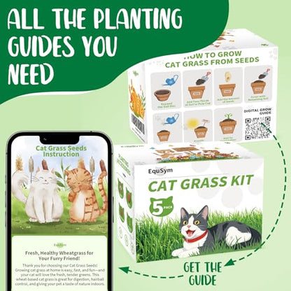 5Pack Cat Grass Seeds Growing Kit for Indoor Cats