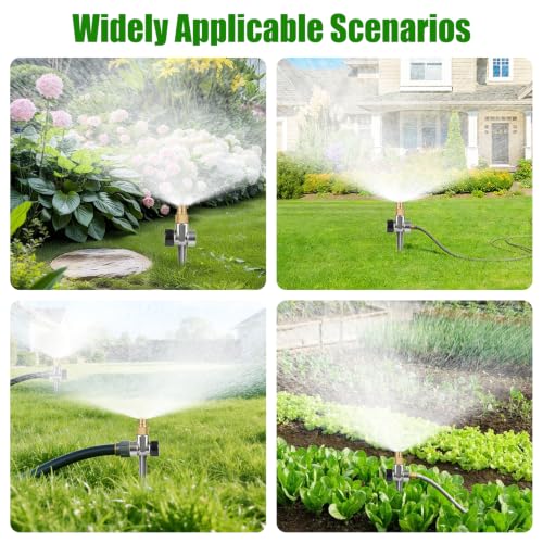 3PCS Metal Lawn Sprinklers for Yard,360° Coverage Water Sprinklers with 3PCS Replaceable Parts,Brass Sprinkler Nozzle for Small Garden Irrigation