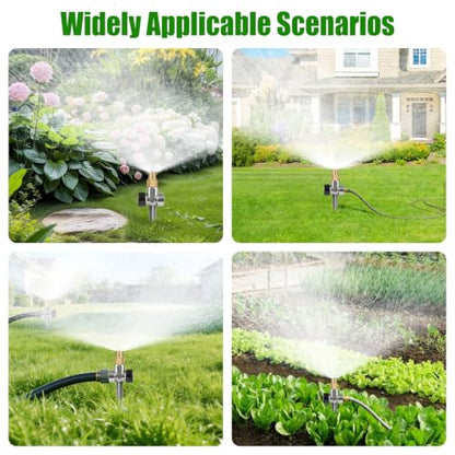 3PCS Metal Lawn Sprinklers for Yard,360° Coverage Water Sprinklers with 3PCS Replaceable Parts,Brass Sprinkler Nozzle for Small Garden Irrigation