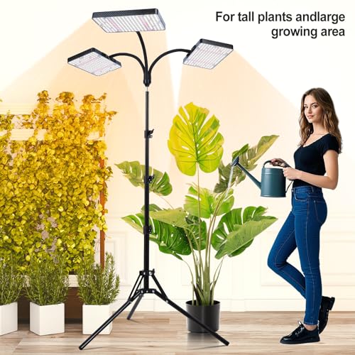 3Head 75W Standing Grow Lights for Indoor Tall Plants, Monstera - size: 3Head Stand(75W)