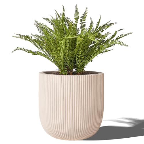 16" Pillar Fluted Planter - Handmade Fiberglass Composite - color: Off White, size: Pillar