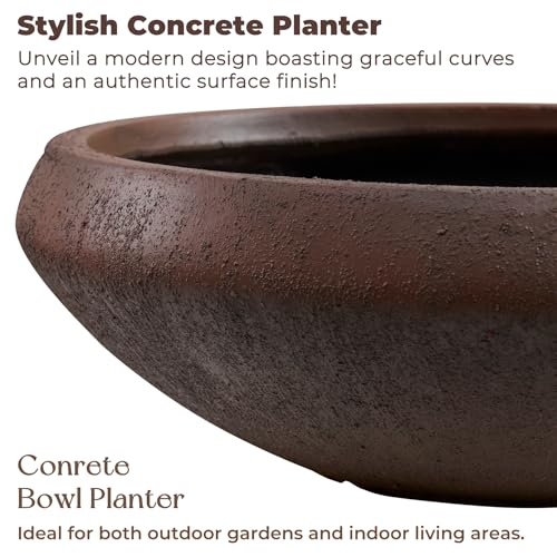 23.3"Dia x 8"H Extra Large Succulent Pot, Water Lotus Bowl Planter - color: Rust, size: Large