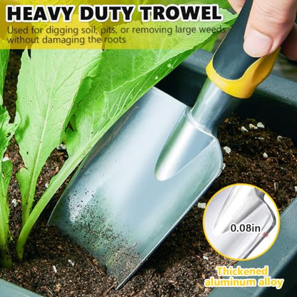 3 Pcs Heavy Duty Garden Tool Set, Garden Shovel Trowel, Weeding Hand Rake