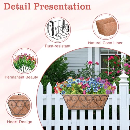 Halatool Railing Planter Box with Artificial Flowers, All Season Home Decor