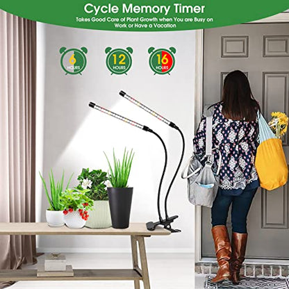 Wolezek Clip on Grow Lights for Indoor Plants, Full Spectrum 6000K - color: White-2 Head