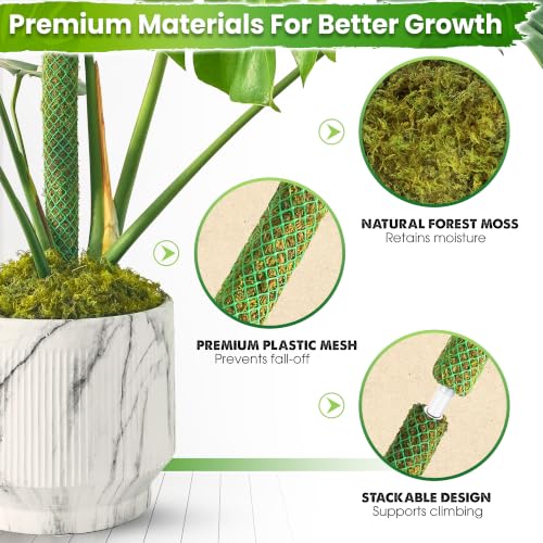 DUSPRO 2 Pack 22" Green Stackable Mesh Moss Pole for Plants - color: 2pcs Green