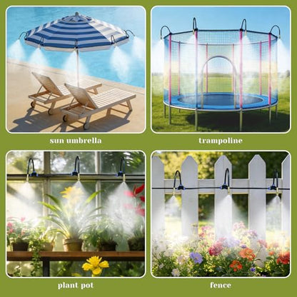 Drip Irrigation System,100 Ft Quick-Connect Garden Sprinkler Kit with 16pcs 360° Adjustable Nozzles for Garden, Lawn, Greenhouse, Raised Beds & Outdoor Plants