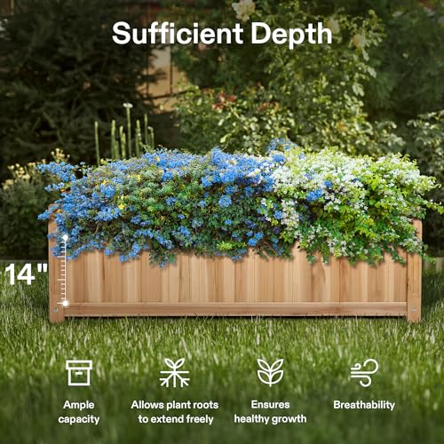 VIVOSUN 2-Pack Raised Garden Bed 3.6x1.3Ft Outdoor Wood 43.5x16x14 Planter - size: 43.5 x 16 x 14 Inches (Pack of 2)