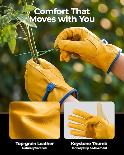 toolant DRIHIDE Leather Work Gloves, Water Resistant Top Grain Cowhide, Durable & Comfortable for Gardening, Ranching - size: Large