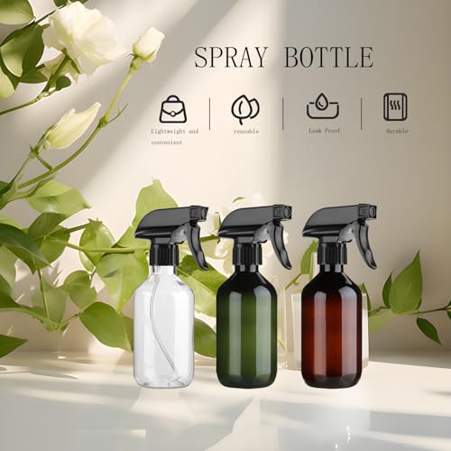 2‑Pack Spray Bottles, 10 oz /300ml Leakproof PET Plastic Refillable Bottles - color: Clear
