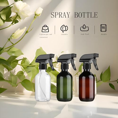 2‑Pack Spray Bottles, 10 oz /300ml Leakproof PET Plastic Refillable Bottles - color: Clear
