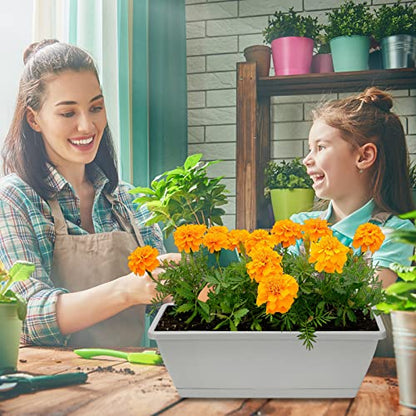 Window Box Planter, 6 Pcs 17" Flower Rectangle Planters Boxes, Light Gray - color: Light Gray