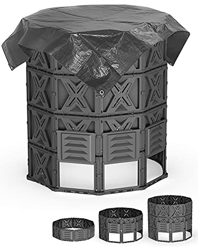 190 Gallon Large Outdoor Compost Bin, 720L Garden Composter with Aeration Vents, BPA-Free PP Panels, Modular Structure with Bottom Access Door and Lid - size: 190 Gal(720L)