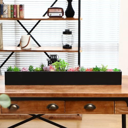 FillTouch 32 x 3.5 x 3.5 Inch 1 Pcs Long Rectangular Planter Box,Black - color: Black, size: 32 x 3.5 x 3.5 Inch