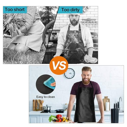 Waterproof Rubber Apron Adjustable Dishwasher Apron - Heavy Duty Work Apron - color: Black, size: 2 Pack