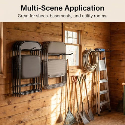 Garage Storage Mechanism Wall Mounted, Folding chair storage rack,Garden Tool Rack Manager Heavy-Duty Folding Chair, Suitablefor Car Tires, Ladders, Chairs, Strollers (Black (2-pack)) - color: Black (2-pack)