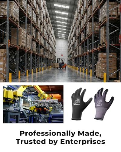 toolant Microfoam Nitrile Work Gloves with Grip, 6 Pairs, Black, Medium - color: Black-6pairs, size: Medium