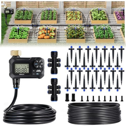 HIRALIY 100FT Automatic Drip Irrigation Kit with Timer - size: 100FT
