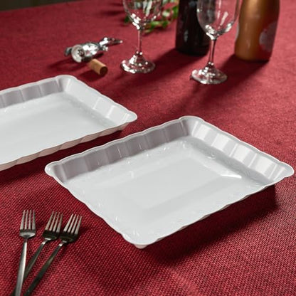 White Plastic Serving Trays - Serving Platters Rectangle 9X13 8 pack - color: White