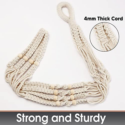 Macrame Plant Hanger Large for 12 inch Pot, Large Plant Hanger - color: Beige