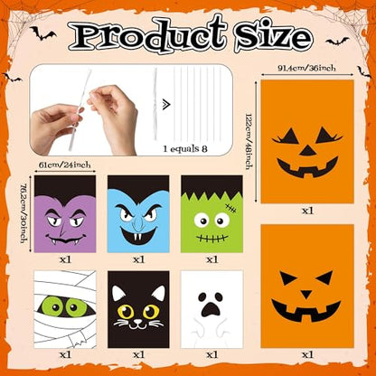 CNhoqc Halloween Lawn Leaf Bags, 8 Pcs Pumpkin Cat Ghost Mummy Twist Ties