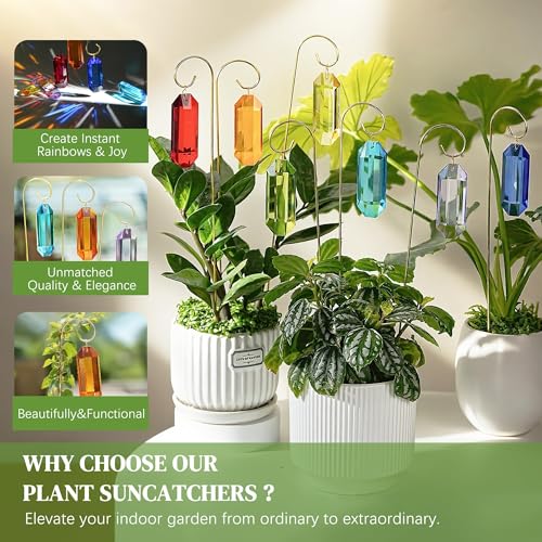 7 Pack Crystal Prisms Suncatcher Plant Stake for Indoor Window Sun Catchers - color: 7 Pack Colorful