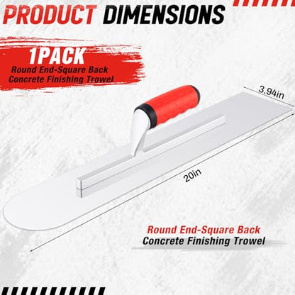 MorningRo Large 20''x4'' Stainless Steel Pool Trowel Round End-Square Back