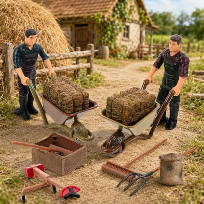 Garneck 12 Piece Miniature Farm Accessories Farmer Figures Tool Diorama Set