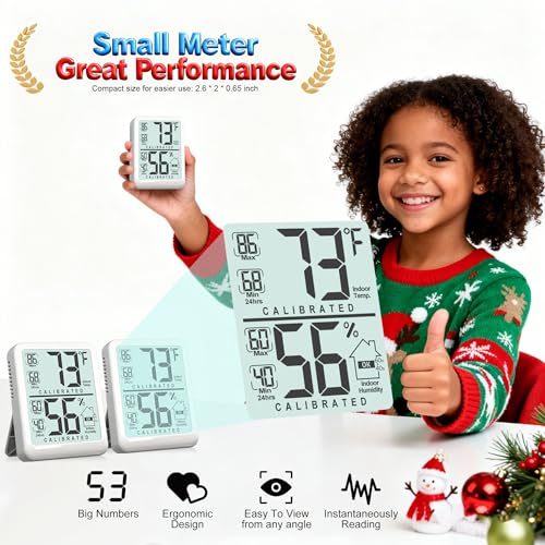 Antonki Room Thermometer Indoor Hygrometer, Temperature and Humidity Meter - color: White（ new version)