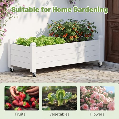 Fancyango Raised Garden Bed with Wheels 13.3" Hx2 -Ashen - color: Ashen, size: 13.3"Hx2