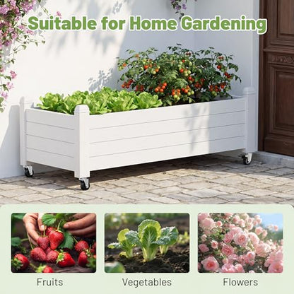 Fancyango Raised Garden Bed with Wheels 13.3" Hx2 -Ashen - color: Ashen, size: 13.3"Hx2