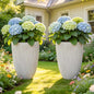 19" Mediterranean Beige Resin Tall Planters with Fluted Texture - color: 19"h-mediterranean Beige