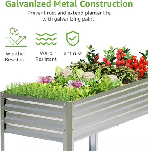 2PCS Galvanized Raised Garden Beds with Legs 48x24x32in - size: 2 PCS