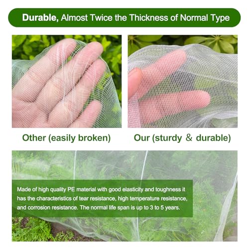 Jevrench 4 x 50 ft Garden Netting Row Cover, Ultra Fine Mesh for Plants - size: 4ft x 50ft