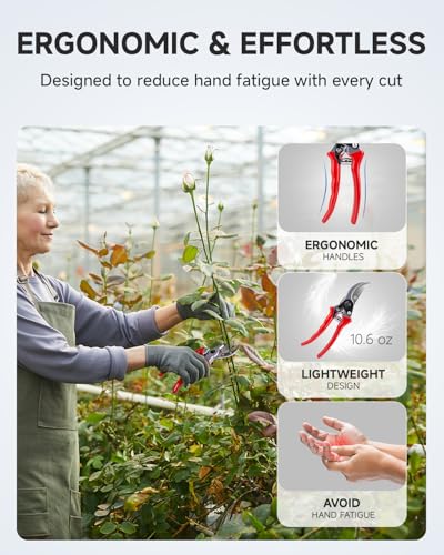 Fondwell 8.5" Professional Hand Pruners Bypass Pruning Shears for Gardening