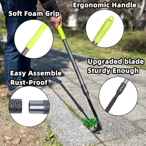 Crack Weeder, 48" Long Handle Crevice Weeding Tool with Soft Grip