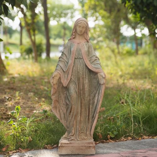 Virgin Mary Garden Statue Outdoor H31” Blessed Catholic Saint Mother of God Large Holy Madonna Resin Religious Sculpture Yard Outside Lawn Tall Praying St Mama Marian Big Painted Lady Magdalene - color: Virgin Mary 01