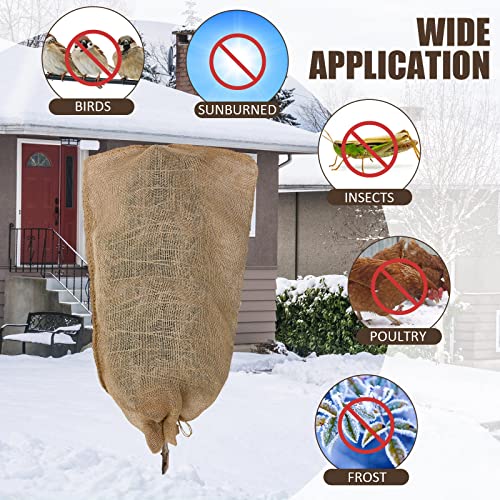 Woanger 12 Pcs 40"x24" Winter Burlap Plant Covers Bags Frost Drawstring