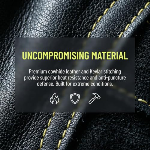 Leather Welding Gloves, Fireplace Glove,Fire & Heat Resistant, L - color: Black 1 Pair, size: Large